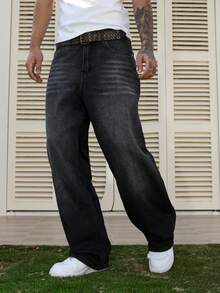 Manfinity Hypemode Quần jeans denim nam dáng rộng, màu xám ombre, thích hợp cho mọi mùa. - Xám - Xem 7