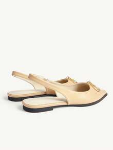 CUCCOO CHICEST Women's Pointed Toe Metal Bow Slip-On Hollow Out Shoes, Stylish Summer Shoes - Apricot - View 4