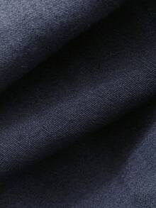 Livesso 春夏蓝色牛仔无袖开衫背心上衣，休闲办公商务套装直筒裤两件套，女士 - 藏蓝色 - 查看 7