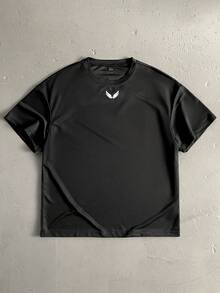 StoneGrade 男士宽松翼纹落肩休闲T恤，夏季 - 黑色 - 查看 1