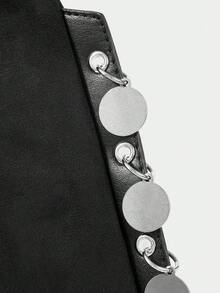 SHECARRY Casual Shoulder Bag With Metal Tassel Trim - Black - View 6