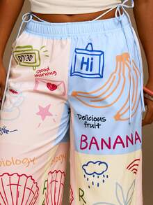 Athîral 女士休闲度假彩色格子印花弹力腰阔腿裤，春夏款 - 彩色 - 查看 6