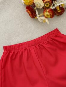 Cozy Pixies 女婴碎花圆领无袖上衣和松紧腰短裤两件套 女婴服装 樱桃图案套装 女婴樱桃套装 女婴休闲两件套 女婴夏季两件套 - 彩色 - 查看 4