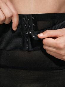 SHAPORA 1件黑色塑身裤，收腰透视设计 - 黑色 - 查看 6