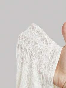 SHEIN MOD 女士撞色滚边打结休闲度假长袖上衣 - 米色 - 查看 8