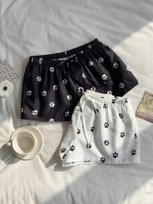 Comfortcana 2 chiếc quần short nữ bằng vải lanh kẻ sọc mới - Nhiều màu - Xem 4