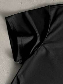 StoneGrade 男士宽松翼纹落肩休闲T恤，夏季 - 黑色 - 查看 5