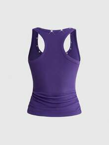 ROMWE Avant Women's Retro Baddie Unisex Streetwear Starry Sky & Rivet Print Tank Top - Purple - View 4