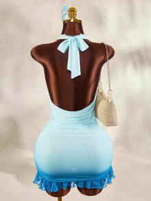 Amplova 2026新款沙滩度假风V领收腰海星金属装饰迷你连衣裙（女款） - 彩色 - 查看 4