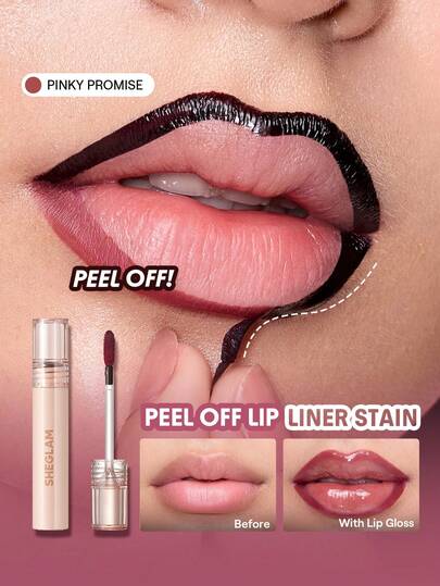 SHEGLAM Fall In Line Peel Off Lip Liner Stain-Pinky Promise Henna Lip Combo Brand Beauty Cosmetic Makeup For Women And Girls