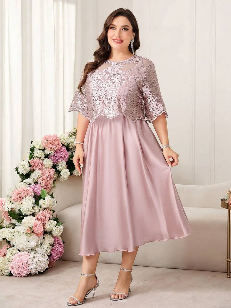 Reflora Plus Size Elegant Floral Embroidery Round Neck Dress, Summer,Summer,Spring,Summer Outfits ,Summer Clothes,Summer Holiday Outfits,Spring Outfit Women,Spring Clothing,Spring Women,Summer Dress,Spring Dress,Party Dress,Elegant Dresses For Party, Elegant Party Dresses For Women,Sequin Skirt,Sequin Dress,Sequin,Sparkly Dress Summer Dress,Spring Dress, Elegant Dresses For Women ,Elegant Dress For Women,Elegant Dresses,Elegant Dresses For Party ,Elegant Long Dress Luxury Evening Dresses For Women,Luxury Women's Jalabiya,Luxury Evening Dress For Women ,Luxury Evening Dresses For Weddings,Luxury Women's Abaya Summer Dress,Spring Dress,Wedding Guest Dress For Women ,Wedding Party Dress,Wedding Guest Dress,Luxury Evening Dresses For Weddings ,Bridesmaid Dress,Wedding Guest Dresses,Dress For Wedding Guest,Wedding Guest Party Dress,Luxury Dresses,Wedding,Weddings & Events,Wedding,Summer Dress,Spring Dress Pink Dress Pink - Pink - View 5