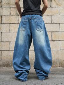 Manfinity EMRG Quần jeans nam dáng suông, phong cách thường ngày, bạc màu và rách. - Rửa trung bình - Xem 2