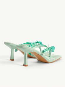 CUCCOO CHICEST Women's Sequin Design Fashion Daily Wear Slip-On High Heel Sandals - Green - View 4