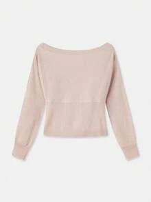 lacRébo Fine Gaunge Metallic Knit Off The Shoulder Jumper With Bow Front Detail Cute Cosy Autumn Winter - Gold - View 7