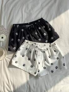 Comfortcana 2 chiếc quần short nữ bằng vải lanh kẻ sọc mới - Nhiều màu - Xem 3