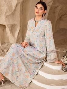 Yasmyna Romantic Floral Lace Patchwork Loose Fashionable Dress For Women - Mint Green - View 1