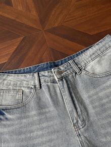StoneGrade Men's Faded Light Blue Washed Loose Fit Vintage Casual Denim Shorts Jorts Going Out Hang Out Commute College Street - Light Wash - View 5