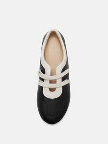 新款春秋英伦风时尚低帮芭蕾平底系带休闲玛丽珍鞋 - 黑色 - 查看 9