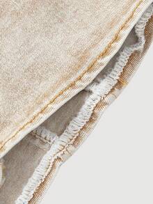 SHEIN MOD Zip Back Tube Denim Summer Corset Top - Khaki - View 4