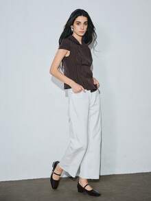 Women's 3cm Cloth Covered Heel Fashion Versatile White Mary Jane Pumps, Suitable For All Seasons - Brown - View 8