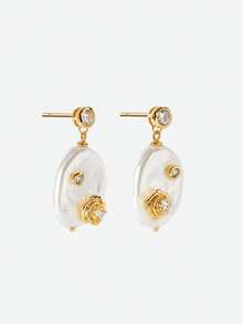 Opalesca Women Dangle Earrings,Outfits, Old Money,Beaded,Wedding/Bridal Accessories,Fairycore/Fairy,Pearl,For Mom/Women/Girl/Mother,Elegant,Premium,Classy,Crystalsbeaded,Wedding/Bridal Accessories,Fairycore/Fairy,Pearl,For Mom/Women/Girl/Mother,Elegant,Premium,Flower,Crystals,Gold,Easter,Travel/Beach/Vacation,Boho - Gold - View 4