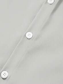 Calvornis Kemeja Kancing Depan Kasual Warna Polos Ukuran Besar untuk Pria, Formal - Light Grey - View 4
