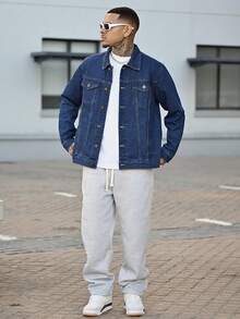 Devon Thys Men's New Front Button Long Sleeve Pocket Casual Simple Versatile Denim Jacket, For Fall - Dark Wash - View 4