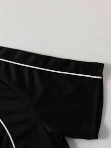 Mirajuku 2pcs/Set Teenage Boys' Casual Letter Print Round Neck T-Shirt And Sports Pants Set - Black - View 7