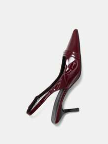 秋冬女士酒红色高跟鞋，猫跟派对及婚礼礼服鞋，7厘米闭趾绑带高跟鞋，优雅 - 酒紅色 - 查看 8