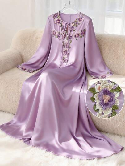 Yasmyna Floral Print Tie Neck Tunic Dress