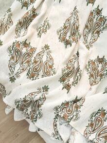 Lacomfia Rok Panjang Maxi Bermotif Paisley Ukuran Plus, Model A-Line, Dekorasi Rhinestone, Gaya Bohemian, Liburan, Warna Beige, Musim Gugur - MultiWarna - View 3