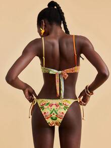 Travachic Women's Summer Beach Floral Print Twist Front Sexy Bikini Set - Multicolor - View 2