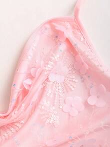 SHEIN Sweetro Women's Plunging Neck Beaded Backless Mini Dress - Pink - View 5