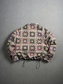 PAVTROS Men's Woven Geometric Jacquard Drawstring Hem Jacket - Multicolor - View 2