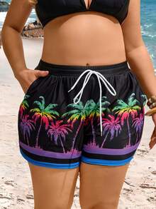 Swim Vcay 新款夏季海滩度假棕榈树渐变印花大码女式休闲沙滩短裤 - 彩色 - 查看 4