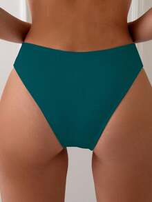 Swim Vcay Women's Summer Beach Solid Color Side Hollow Design Bikini Bottom - Dark Green - View 2