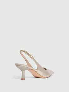 CUCCOO SZL Fashionable Elegant Pointed Toe Metal Accent High Heel Pumps - Gold - View 6