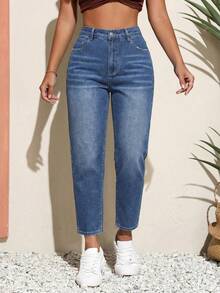 EMERY ROSE Quần jean skinny dáng rộng, thoải mái, thời trang nữ cỡ lớn - Màu xanh lam - Xem 5