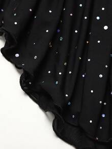 SHEIN 少女休闲运动瑜伽舞蹈服，露背连体裤配网纱裙套装，春夏款 - 黑色 - 查看 6