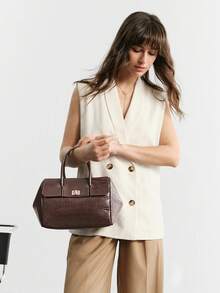 SHECARRY Bolso de mano grande de capacidad casual para mujer, regalo de San Valentín - Café integral - Ver 8