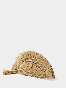 SHECARRY Túi xách nữ, ví cầm tay, túi cói, tua rua, thời trang, thanh lịch, đơn giản, cá tính, thích hợp cho bãi biển, kỳ nghỉ, du lịch, mùa hè, ven biển. - Màu Khaki - Xem 4