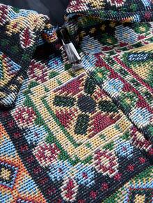 PAVTROS Chaqueta con cremallera y cuello de jacquard con diseño geométrico tejido para hombre - Multicolor - Ver 4