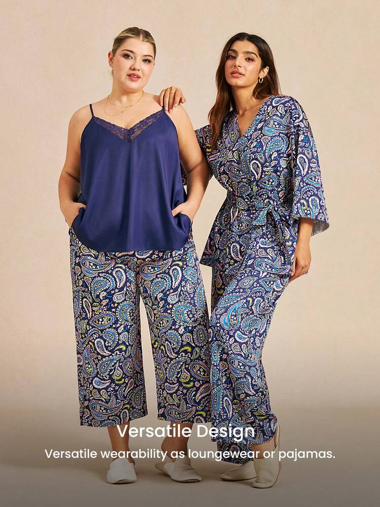 All-Season Paisley Print Pajama Set