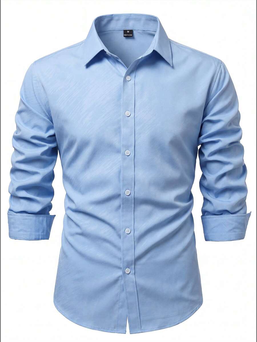 Manfinity Bizformal Áo sơ mi dài tay nam công sở - Màu xanh nhạt - Xem 1