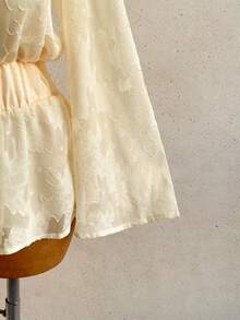 Soleia 女士夏季度假镂空露肩收腰迷你连衣裙 - 米色 - 查看 4