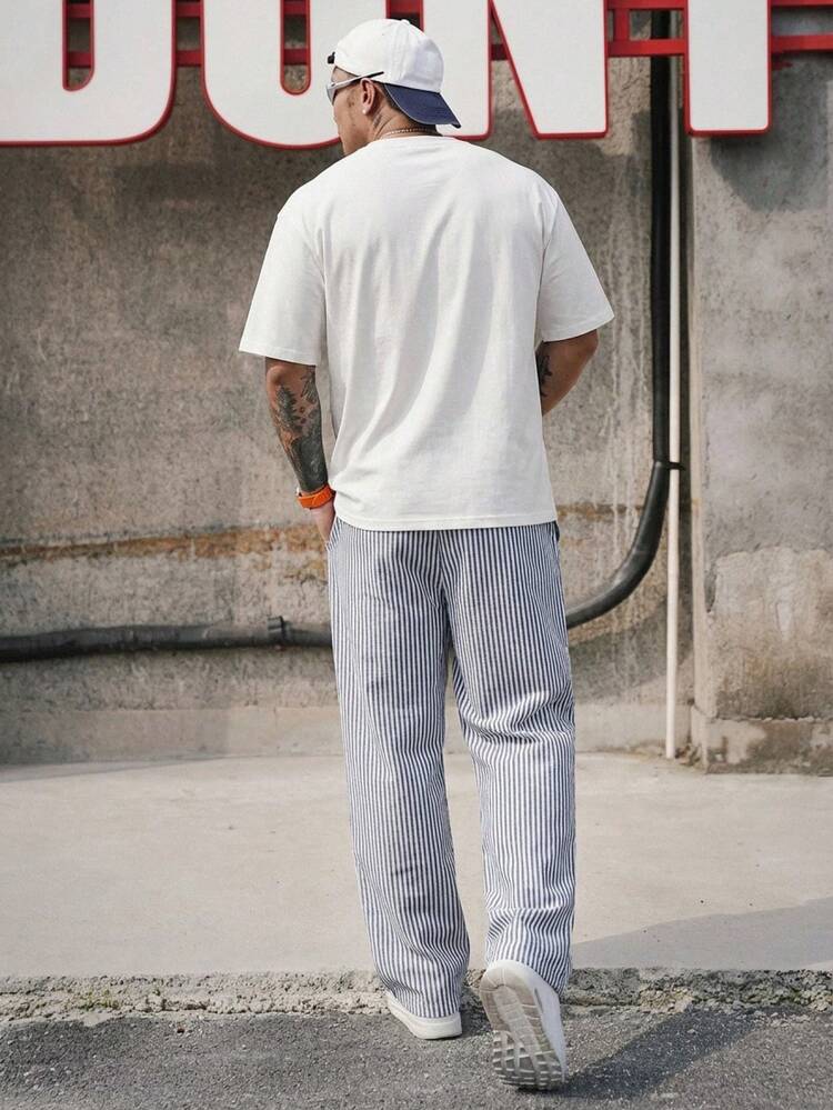 Men's Letter Print Short Sleeve T-Shirt And Pants Set, Summer