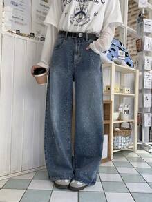 DAZY Women's High Waist Pockets Wide Leg Loose Casual Versatile Jeans - Blue - View 6