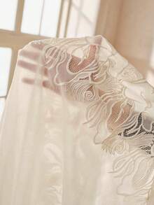 Anewsta Spring/Summer New Elegant Vintage Round Neck Short Sleeve Embroidered Hollow Out Waist Flared Hem Long Girls Dress - Apricot - View 7