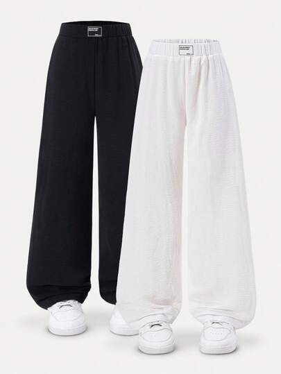 Casuvi Kids 两件套时尚纹理裤，适合青少年女孩，可用于学校、户外活动、春夏秋季穿着。