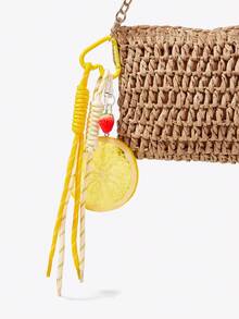 Viva Strut 1个趣味仿真水果柠檬片吊坠，多功能简约创意钥匙扣包包配饰吊坠 - 黃色 - 查看 1